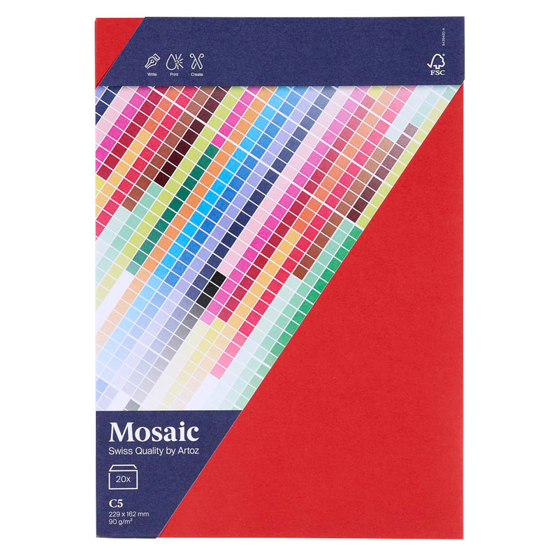 artoz Briefumschläge Mosaic DIN C5 ohne Fenster feuerrot haftklebend 20 St.