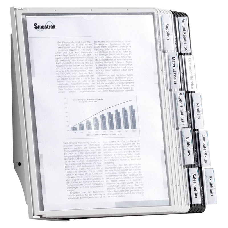 DURABLE Sichttafelsystem SHERPA Display System Wall 10 563122 DIN A4 farbsortiert mit 10 St. Sichttafeln, 1 St.