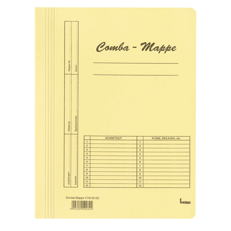 bene Schnellhefter Comba-Mappe Karton gelb DIN A4, 5 St.