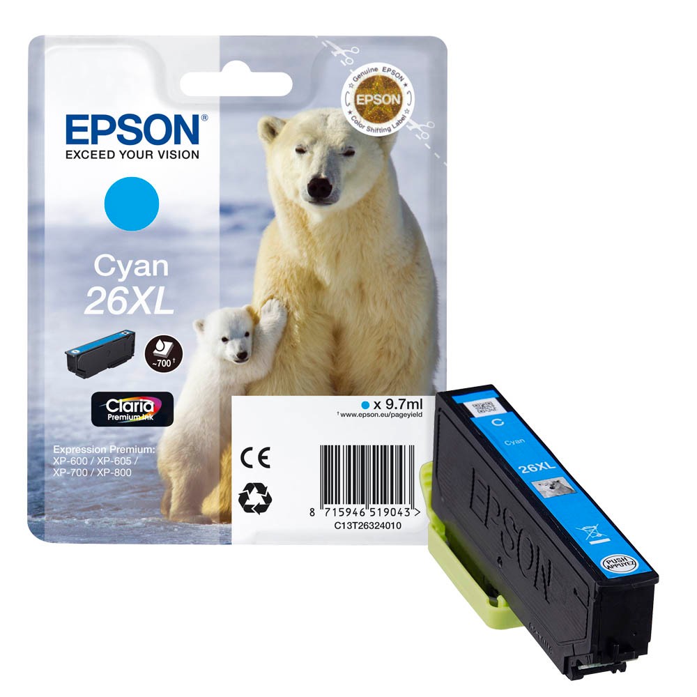 Epson 26 XL / C13T26324012 Tinte Cyan