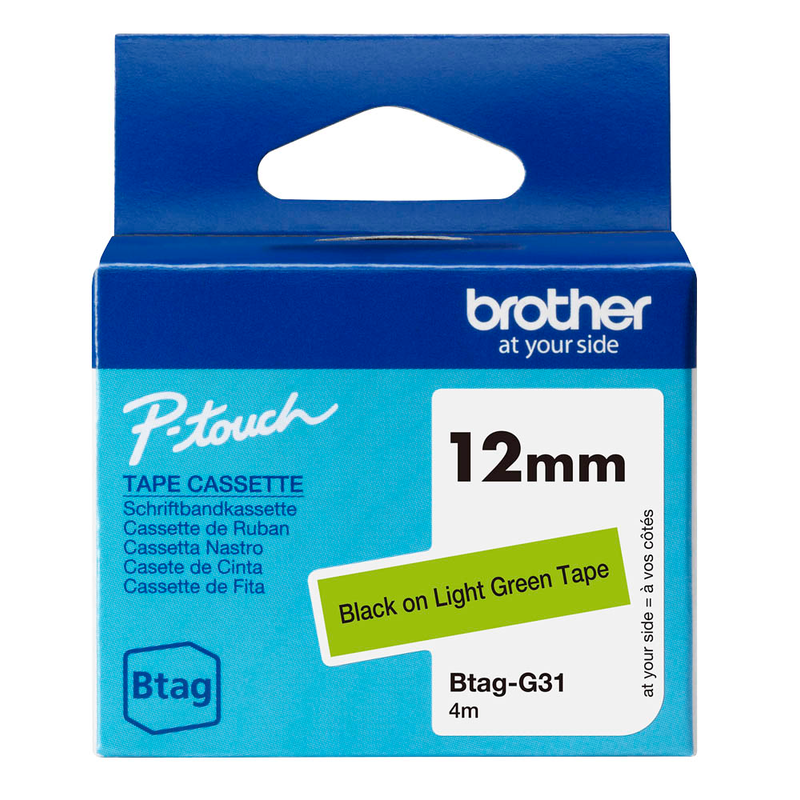 Brother Schriftband Btag BTAGG31, 12 mm, schwarz auf grün, 1 St.