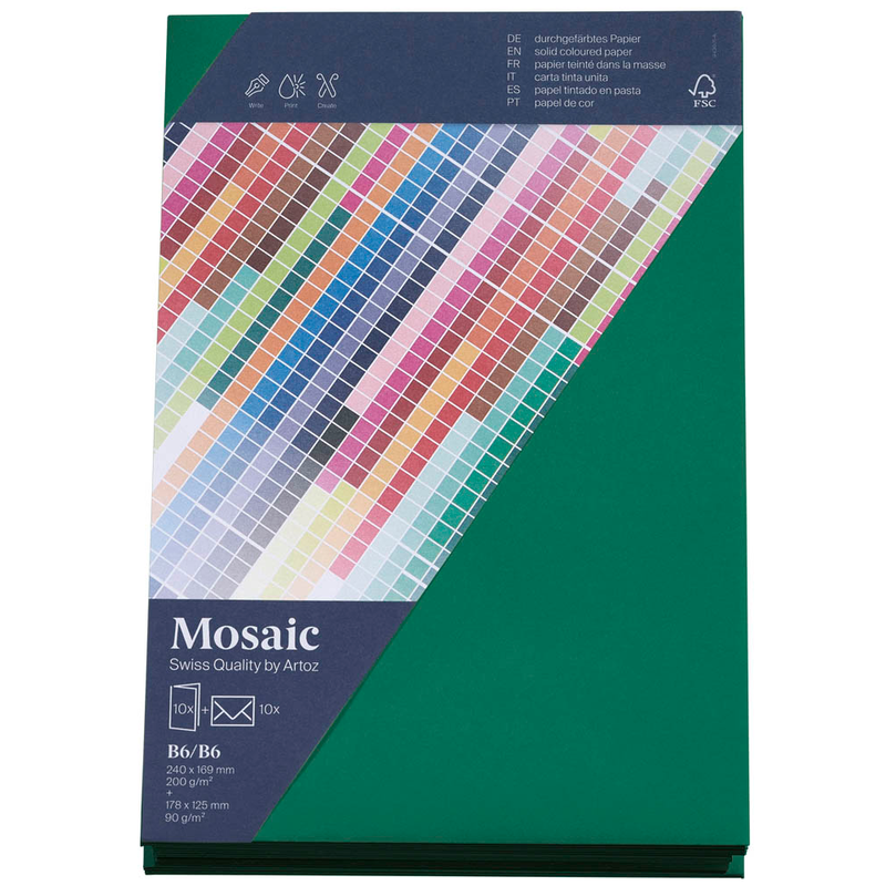 artoz Faltkarten mit Briefumschlägen Mosaic 943601-348 tannengrün DIN B6, 10 St.