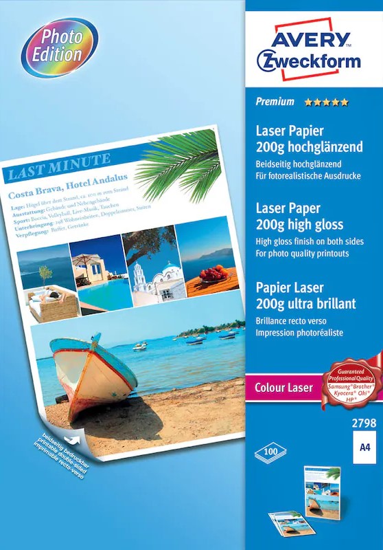 AVERY Zweckform Fotopapier 2798 DIN A4 hochglänzend 200 g/qm 100 Blatt