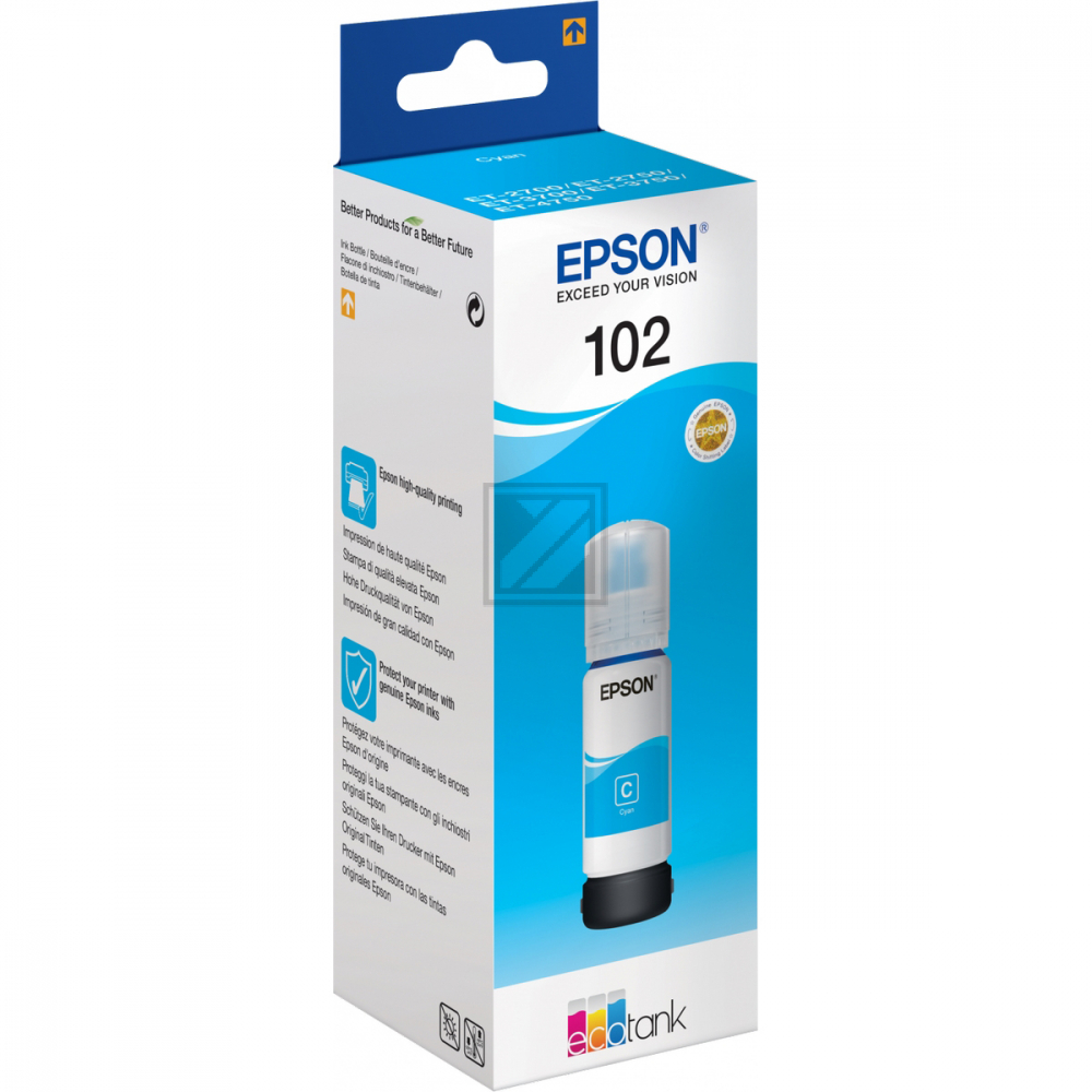 Epson Tintennachfüllfläschchen cyan (C13T03R240, 102)