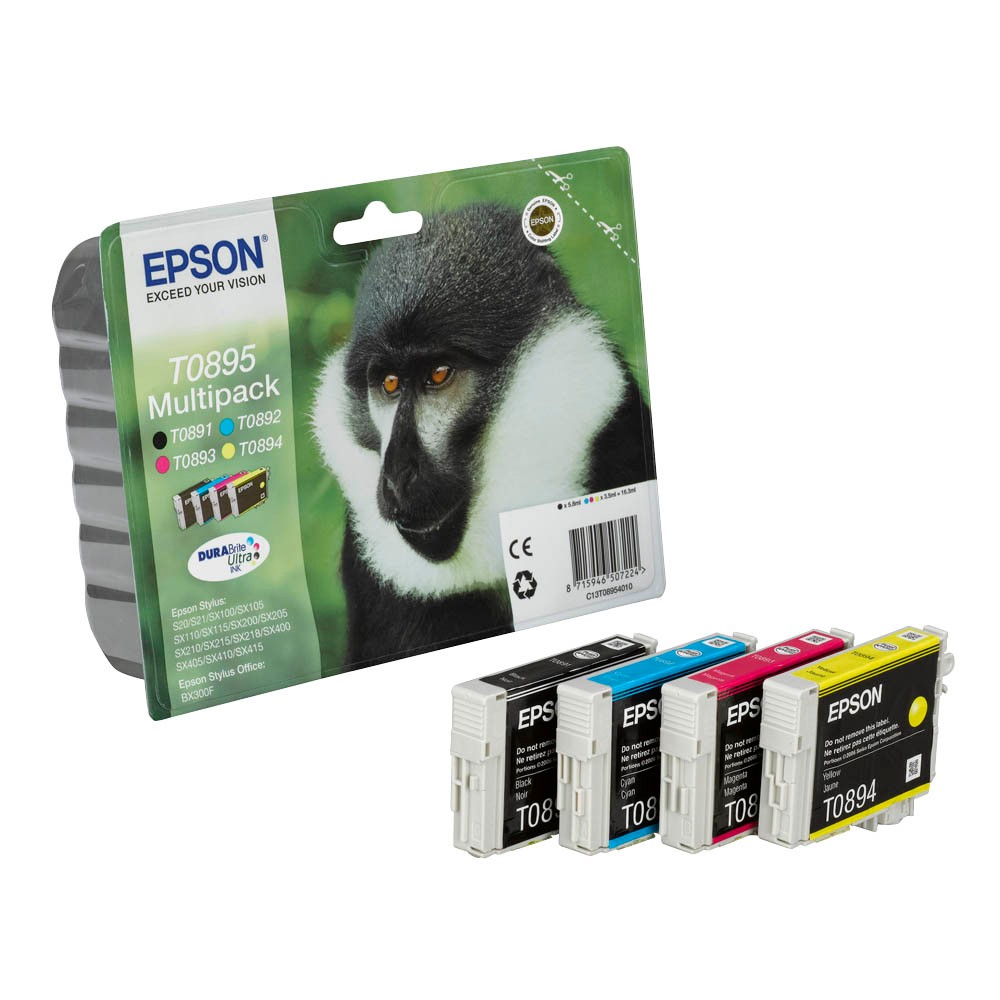 Epson Tintenpatrone gelb, magenta, schwarz, cyan (C13T08954010, T0895)