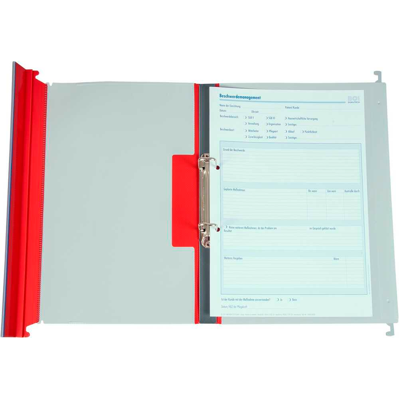 BOI Patienten-Dokumentations-Hängemappe Kunststoff rot DIN A4 1x 2 Ringe, Q-Mechanik, 10 St.