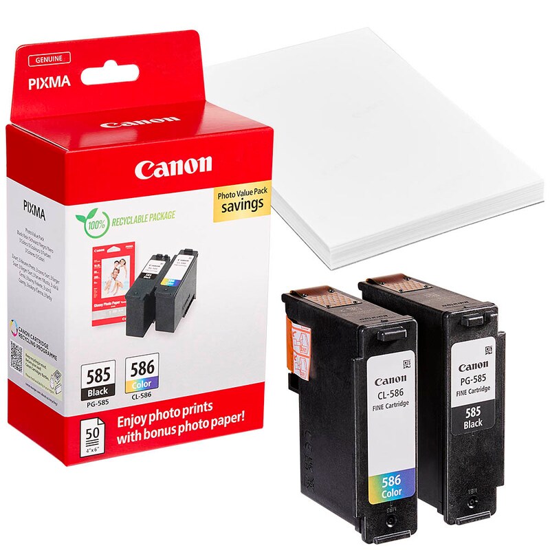 Canon Tintenpatrone + Papier farbig, schwarz SC (6205C004, CL-586, PG-585)