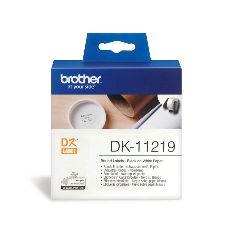 brother Etikettenrolle für Etikettendrucker DK11219 weiß, Ø 12,0 mm, 1 x 1.200 Etiketten
