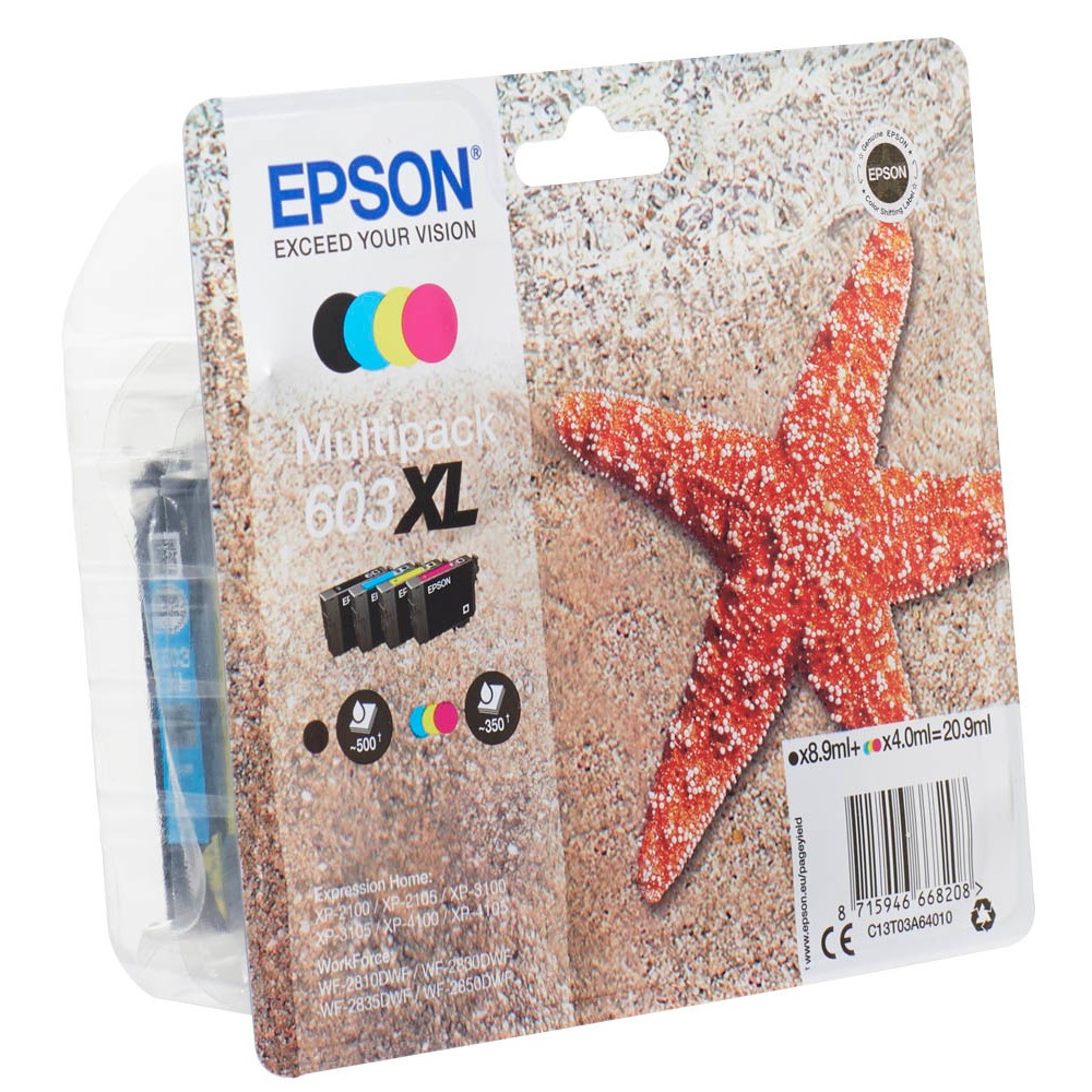 Epson 603 XL / C13T03A64010 Tinten Multipack CMYK (4er Set)