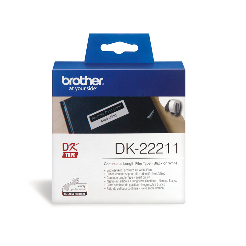 Brother Endlosetikett für Etikettendrucker DK22211 weiß, 29,0 mm, 1 x 1 Etiketten