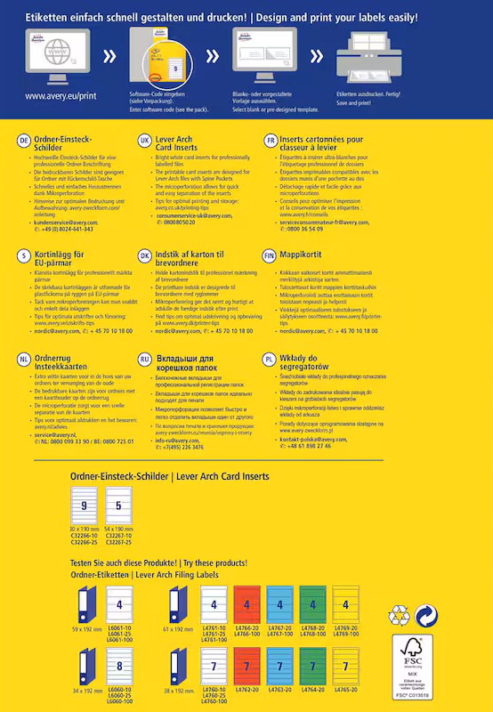 AVERY Zweckform Einsteck-Rückenschilder weiß für 7,0 - 8,0 cm Rückenbreite, 50 St.