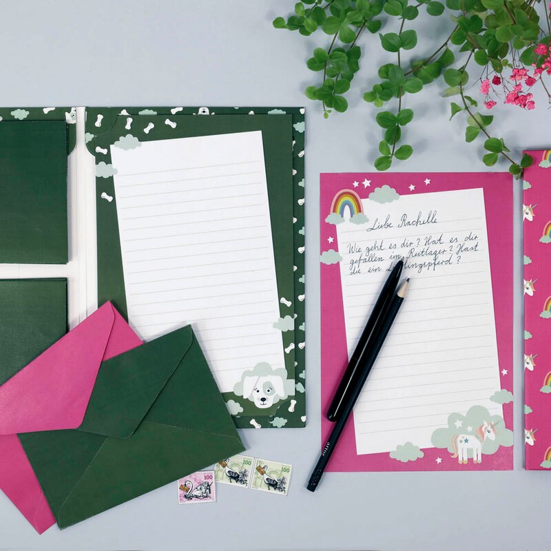 artoz Briefpapier mit Briefhüllen Hund olivgrün ca. DIN A5 80 g/qm 1 Pack