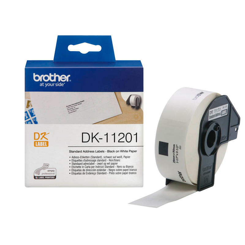 Brother Etikettenrolle für Etikettendrucker DK11201 weiß, 29,0 x 90,0 mm, 1 x 400 Etiketten