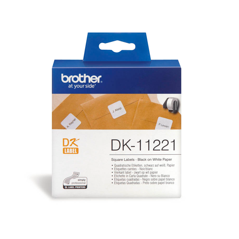 Brother Etikettenrolle für Etikettendrucker DK11221 weiß, 23,0 x 23,0 mm, 1 x 1.000 Etiketten