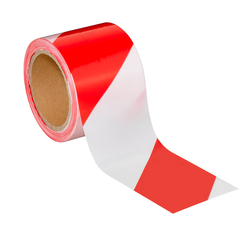 tesa Absperrband Signal rot, weiß 80,0 mm x 100,0 m
