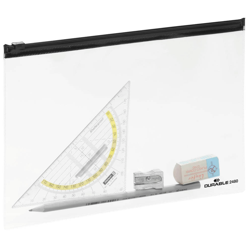DURABLE Gleitverschlussbeutel ZIP BAG DIN A5 transparent/schwarz 0,43 mm, 5 St.