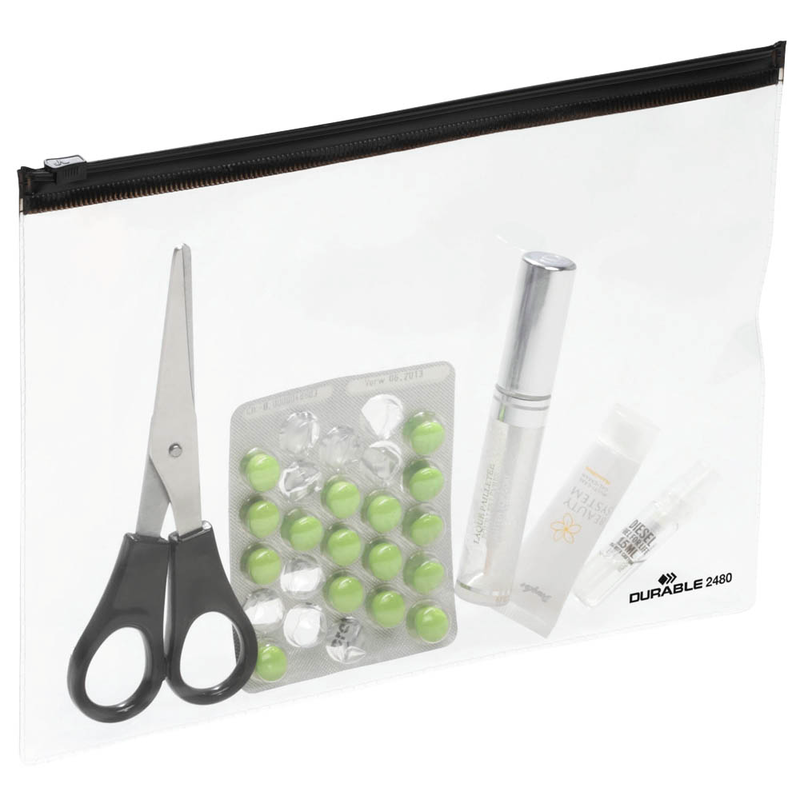 DURABLE Gleitverschlussbeutel ZIP BAG DIN A5 transparent/schwarz 0,43 mm, 5 St.