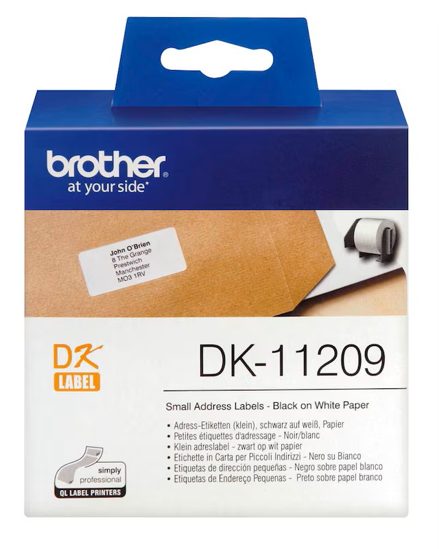Brother Etikettenrolle für Etikettendrucker DK11209 weiß, 29,0 x 62,0 mm, 1 x 800 Etiketten