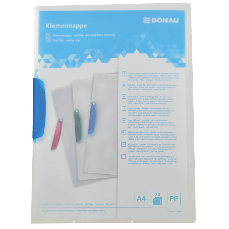 DONAU Klemmhefter transparent/blau, 1 St.