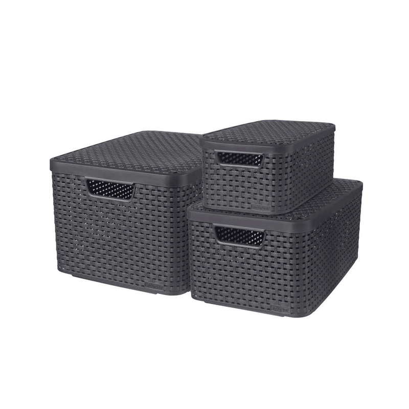curver STYLE Aufbewahrungsboxen-Set anthrazit, 1 Set