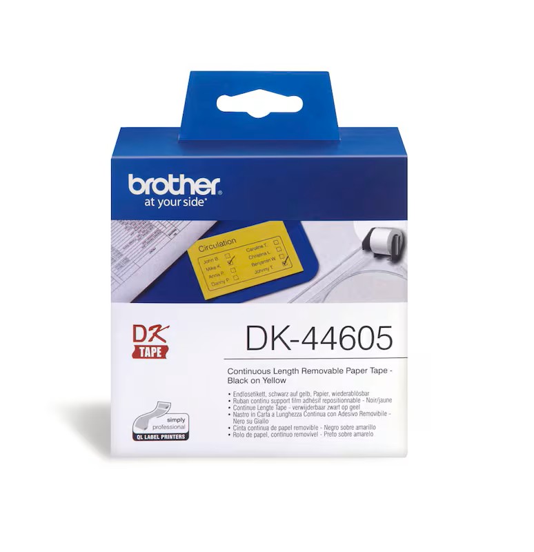 Brother Endlospapierrolle für Etikettendrucker DK44605 gelb, 62,0 mm, 1 x 1 Etiketten