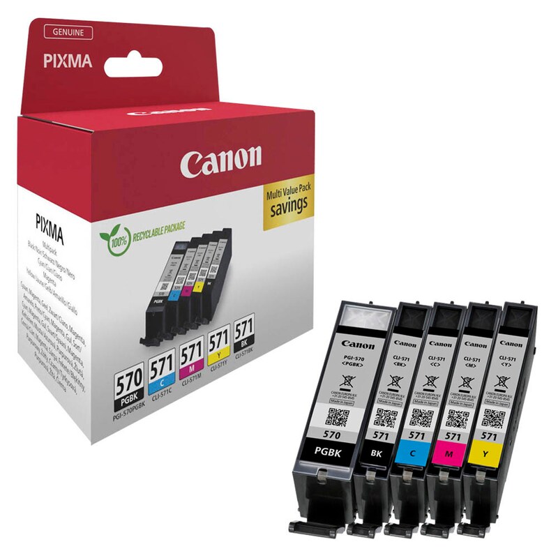 0372C006 CANON CLI571 Pixma MG Tinte (5) cmyk w/o SEC Fotos Cardboard 1x15/4x7ml