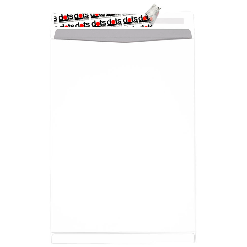 dots Faltentaschen DIN B4 ohne Fenster weiß mit 2,0 cm Falte, 50 St.
