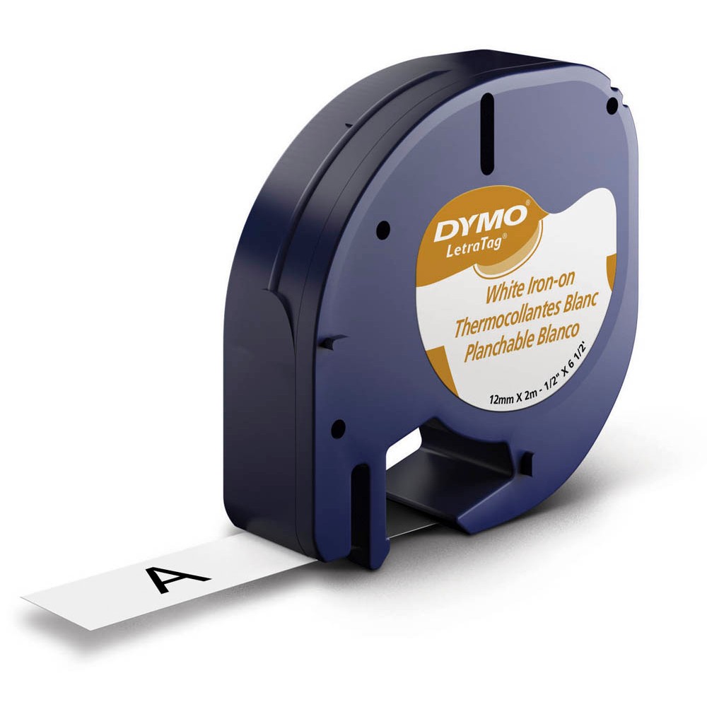 Dymo LetraTag Textil-Schriftband 18768 geeignet für LT-100H / LT-100T (Schwarz auf Weiß)