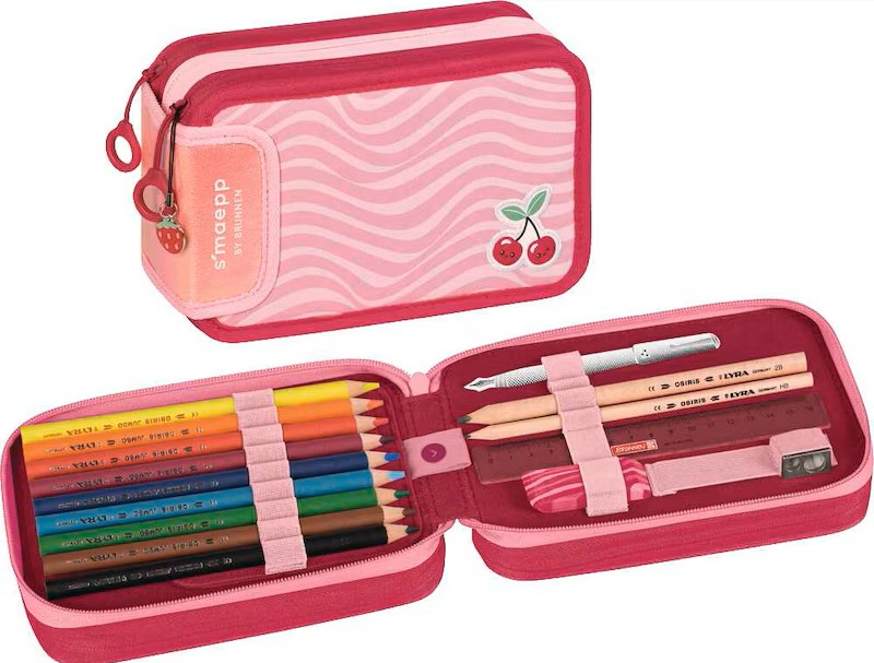 BRUNNEN Federmäppchen befüllt s'maepp Fruity Love rosa/rot 33-teilig, 20,0 x 7,5 cm