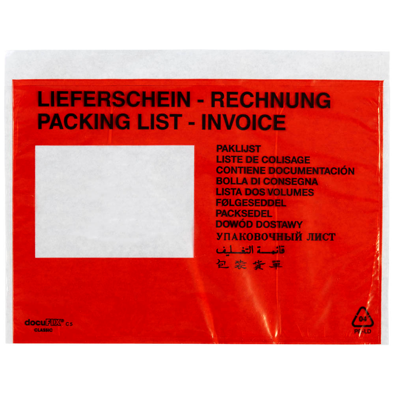 docuFIX® CLASSIC Lieferscheintaschen plus Kunststoff DIN C5 250 St.
