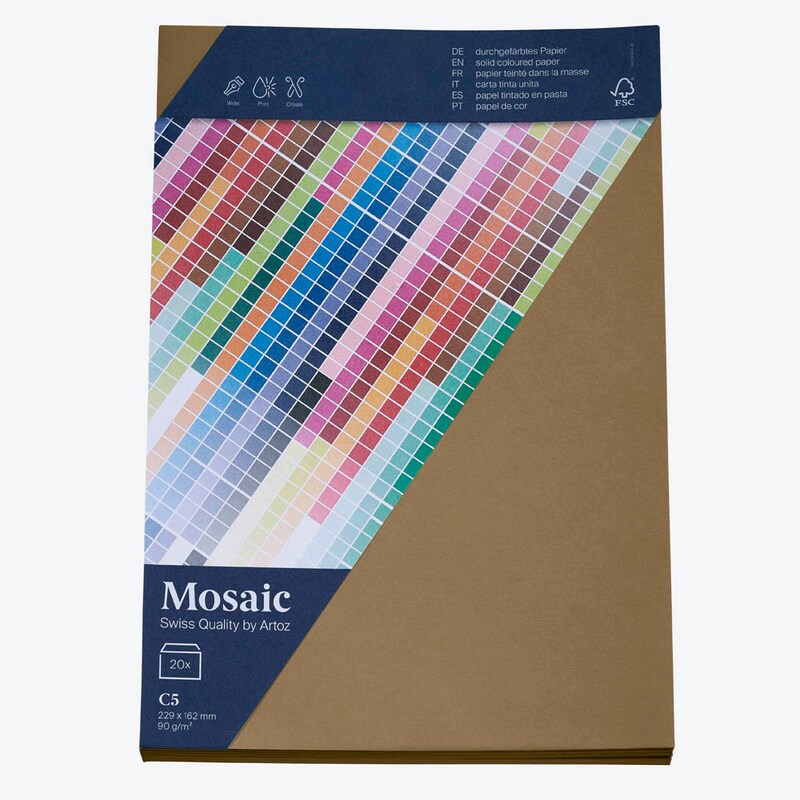 artoz Briefumschläge Mosaic DIN C5 ohne Fenster natur haftklebend 20 St.