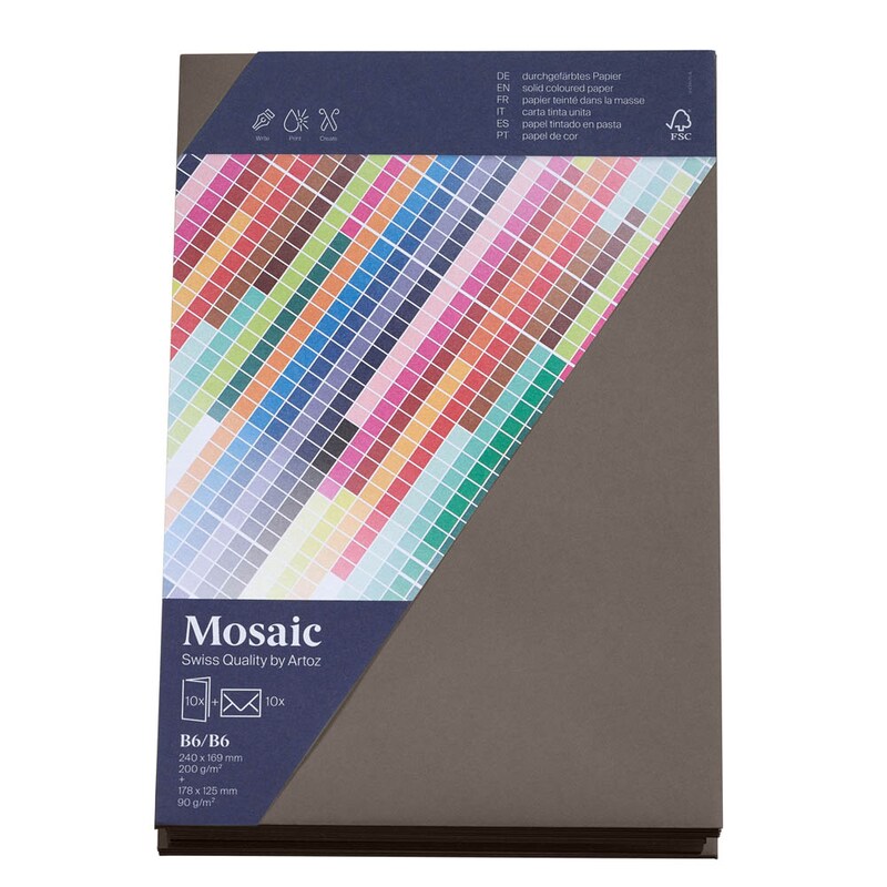 artoz Faltkarten mit Briefumschlägen Mosaic 943601-218 graphit DIN B6, 10 St.