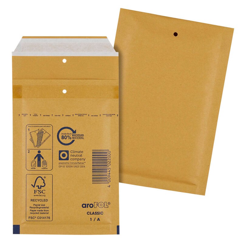 aroFOL® CLASSIC Luftpolstertaschen 1/A braun für DIN A7, 200 St.