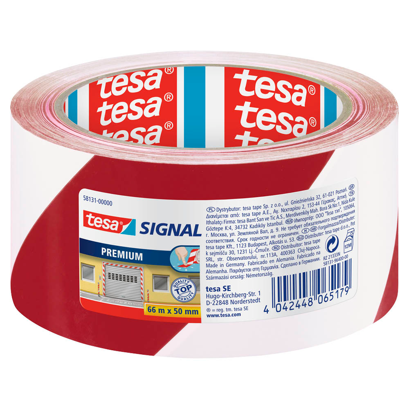 tesa Warnklebeband Signal PREMIUM rot/weiß 50,0 mm x 66,0 m 1 Rolle