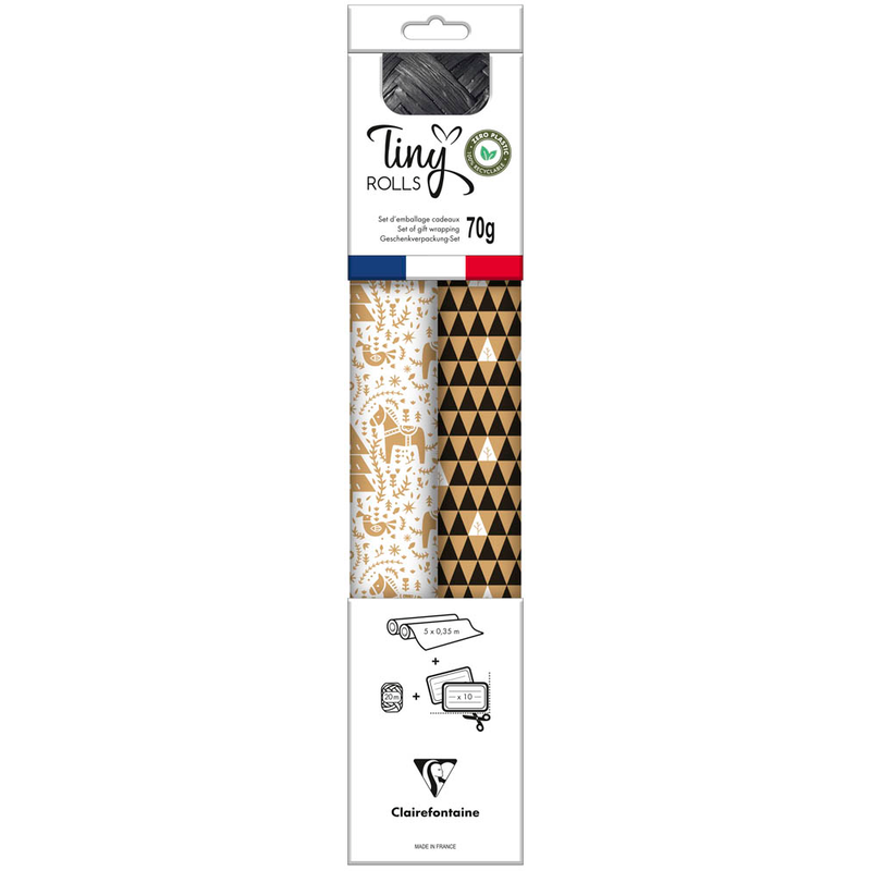 Clairefontaine Geschenkpapier Set Tiny Rolls mehrfarbig, 5,0 m