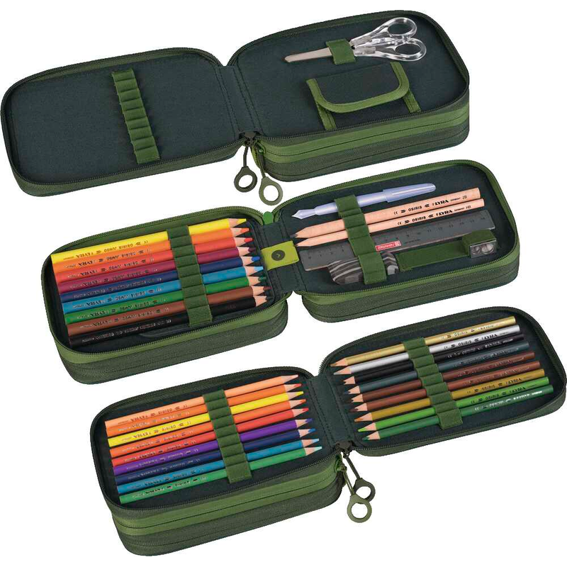 BRUNNEN Federmäppchen befüllt s'maepp Fast Wheels grün/hellgrün 33-teilig, 20,0 x 7,5 cm