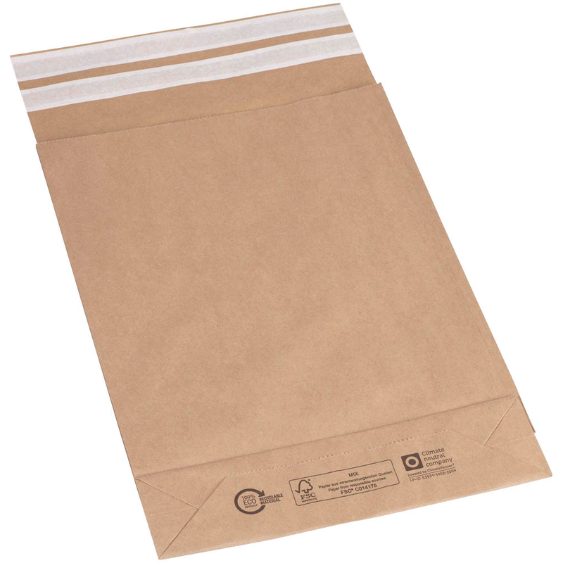 flexiPAK Faltentaschen classic Doppelfixverschluss ca. DIN B3 ohne Fenster braun mit 10,0 cm Falte, 200 St.
