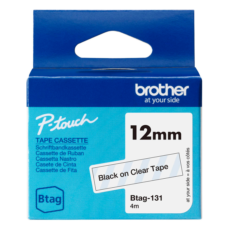 Brother Schriftband Btag BTAG131, 12 mm, schwarz auf transparent, 1 St.