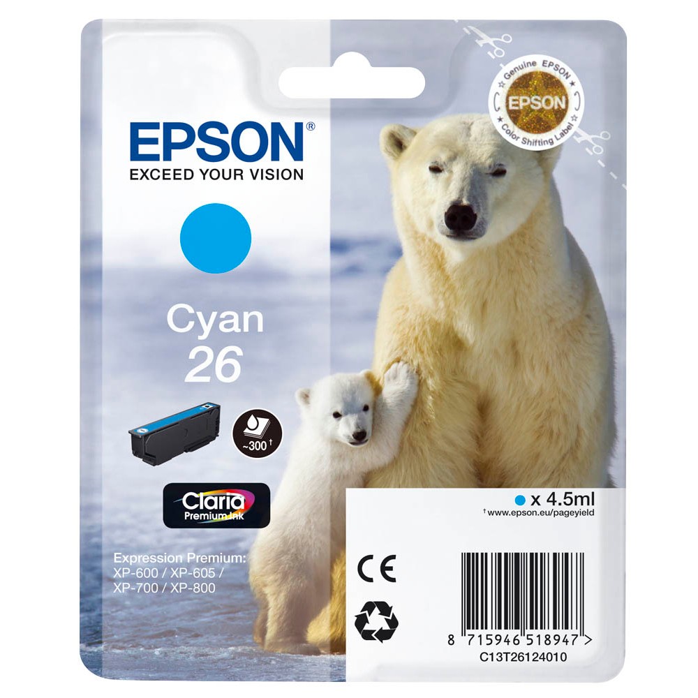 Epson 26 / C13T26124012 Tinte Cyan