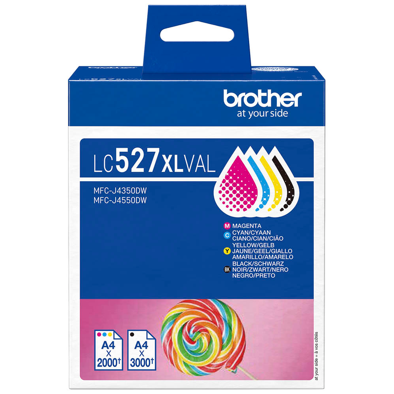 Brother Tintenpatrone gelb, magenta, schwarz, cyan HC (LC-527XLVAL)