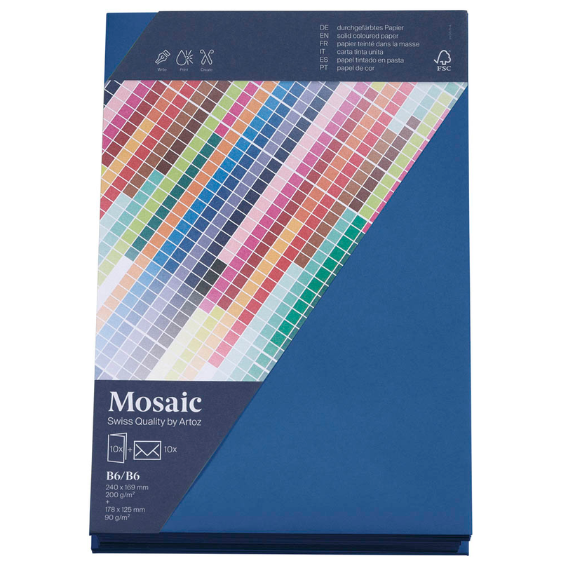 artoz Faltkarten mit Briefumschlägen Mosaic 943601-418 marine DIN B6, 10 St.