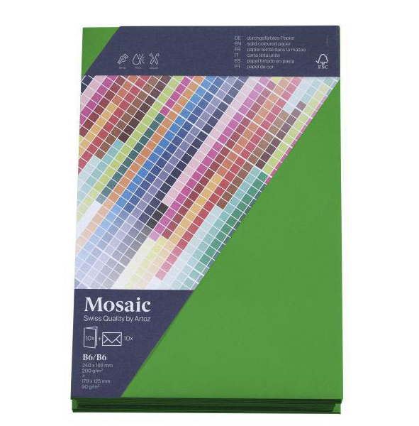 artoz Faltkarten mit Briefumschlägen Mosaic 943601-345 apfelgrün DIN B6, 10 St.