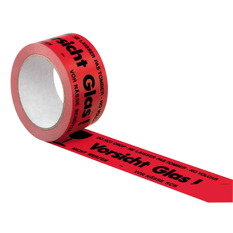 SUPRA Warnklebeband Vorsicht Glas! rot/schwarz 50,0 mm x 66,0 m 1 Rolle