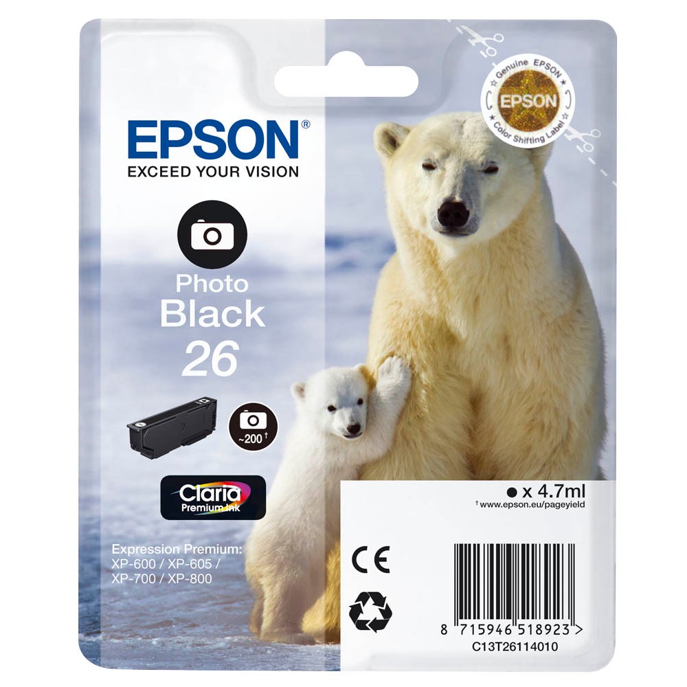 Epson 26 / C13T26114012 Tinte Photo-Black