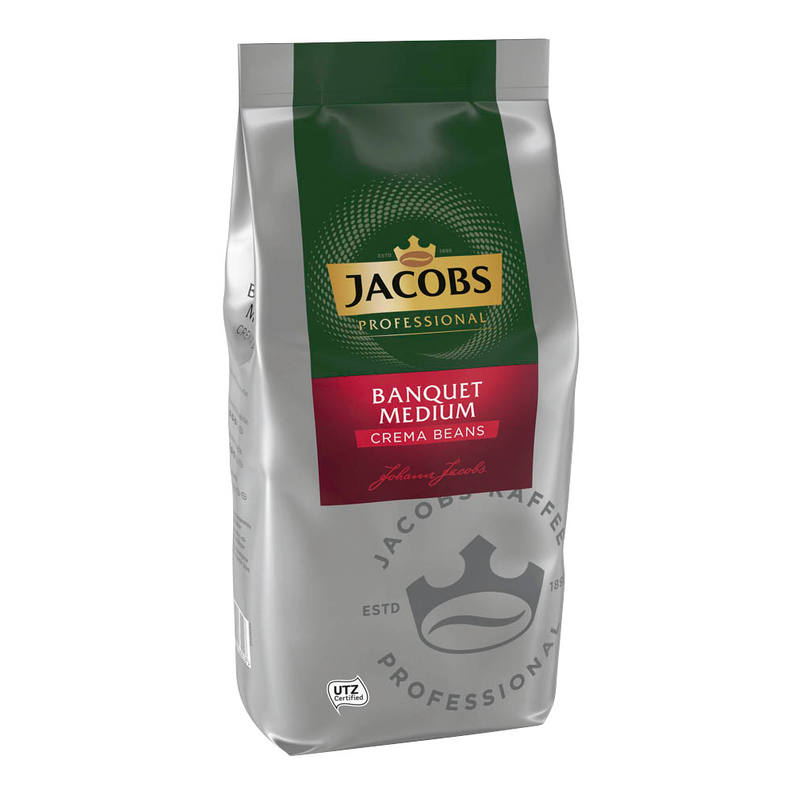JACOBS BANQUET MEDIUM Crema Kaffeebohnen, Arabica- und Robustabohnen kräftig, 1,0 kg