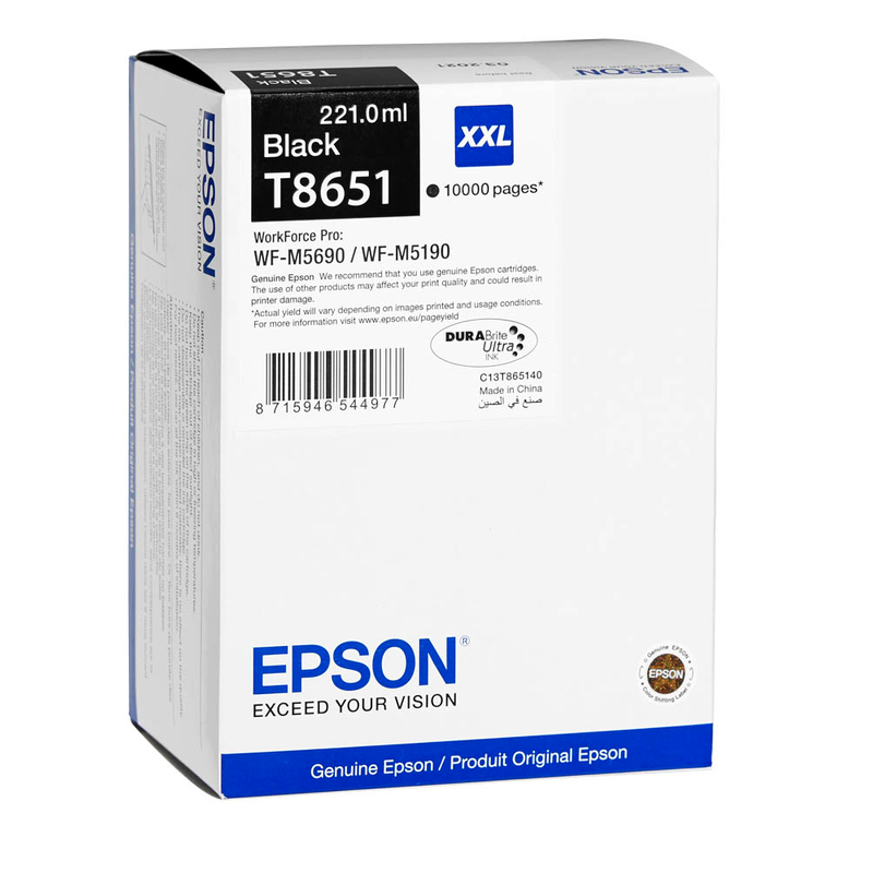Epson Tintenpatrone schwarz HC (C13T865140, T8651)