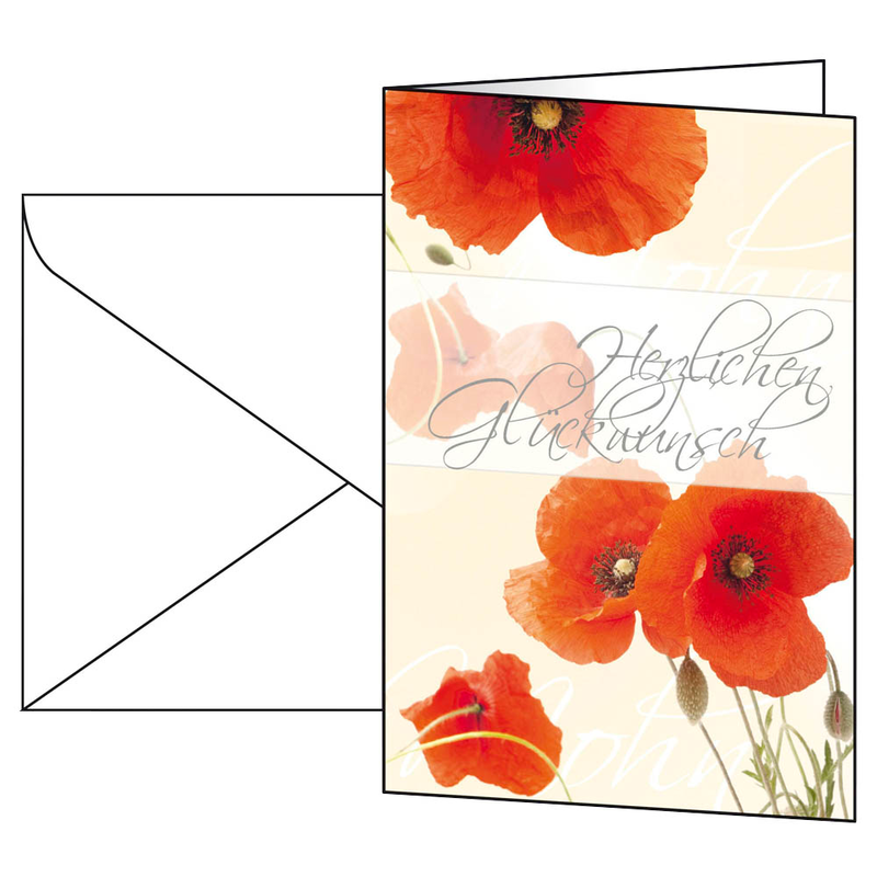 SIGEL Glückwunschkarten Mohnblumen DS003 DIN A6, 10 St.