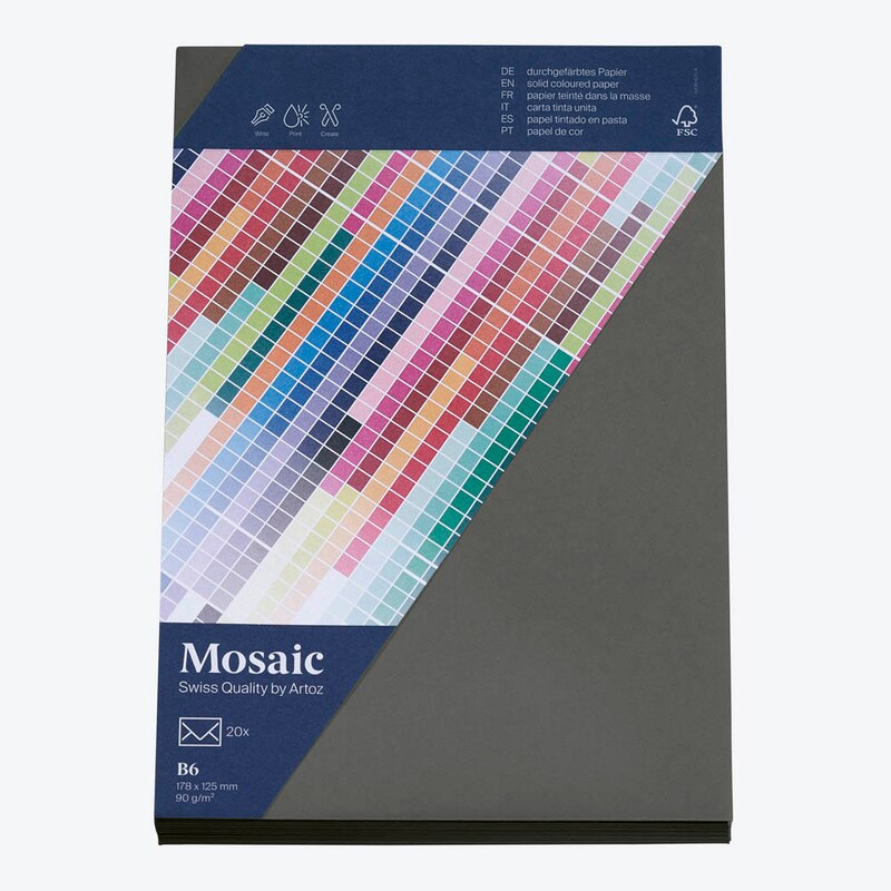 artoz Briefumschläge Mosaic DIN B6 ohne Fenster graphit nassklebend 20 St.