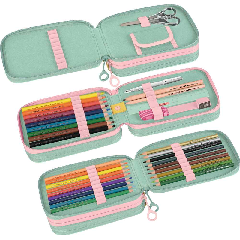 BRUNNEN Federmäppchen befüllt s'maepp Sweet Unicorn pastell-rosa/grün 33-teilig, 20,0 x 7,5 cm