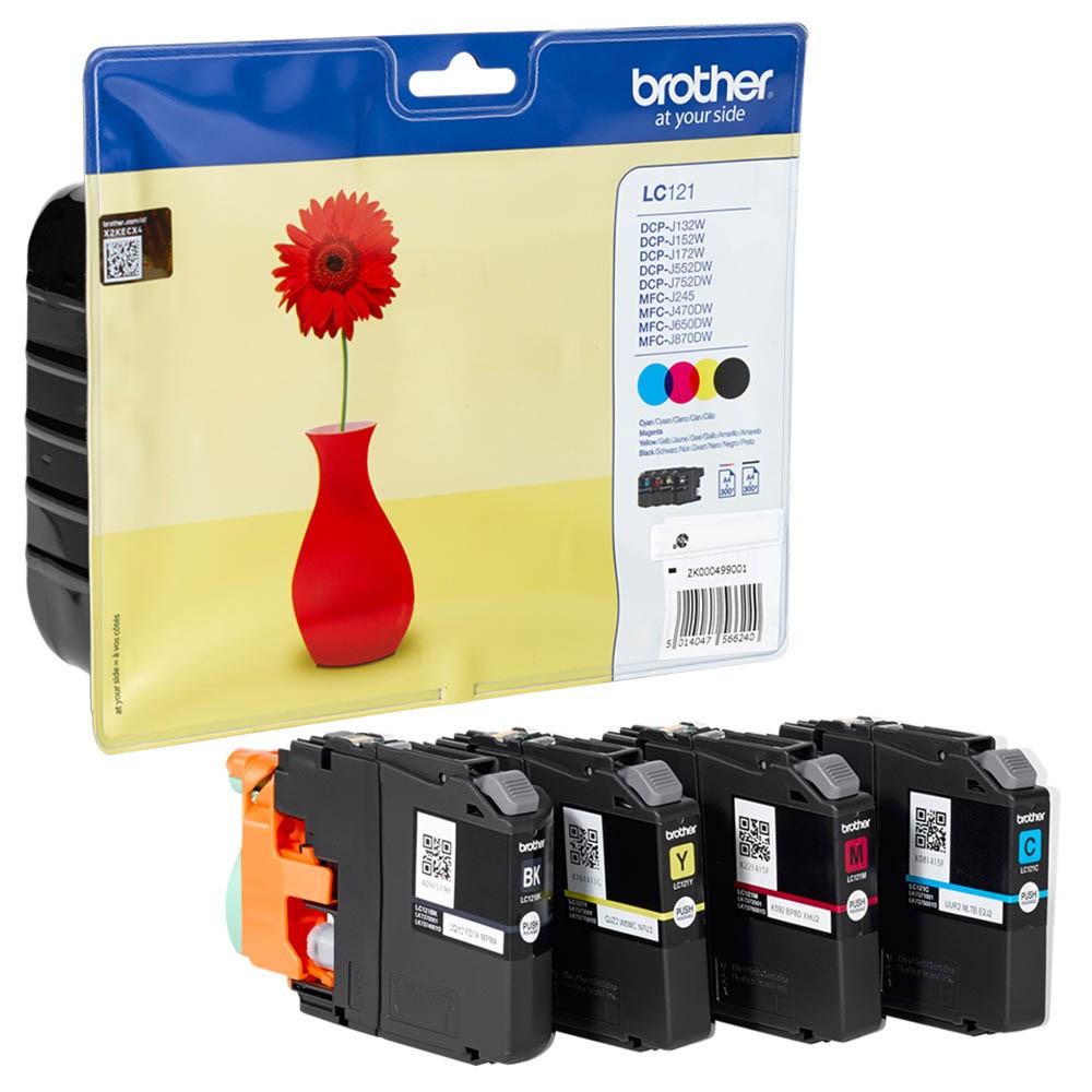 Brother Tintenpatrone gelb, magenta, schwarz, cyan (LC-121VALBPDR)